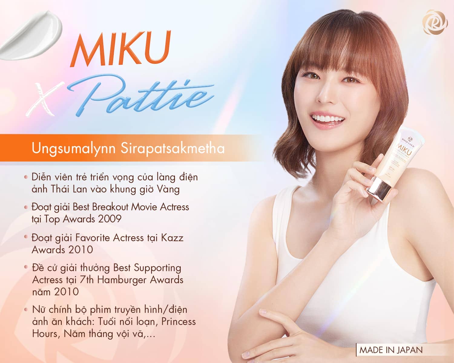“Thái Tử Phi Thái Lan” Patty Ungsumalin chính thức trở thành đại sứ thương hiệu Miku Sunless Milky Aqua+